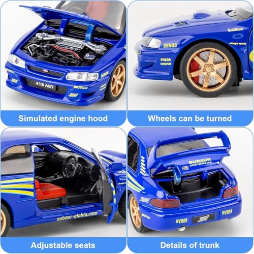 Image of FEXXA 1 /32 Compatible for Subaru Impreza WRX STI Model Car, Pull Back Diecast Collectible Car Toy with Sounds & Lights for Kids Boys Girls and Adults, Gift (Blue-Modified)