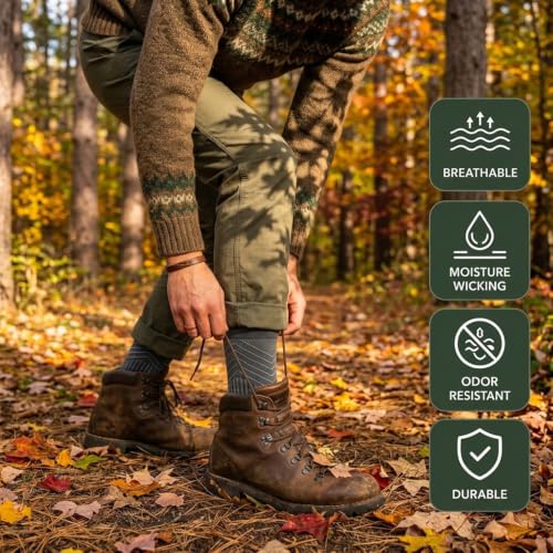 2-Pack Hi Clasmix Men's or Women's Merino Wool Cushioned Crew Hiking Socks (Black & White) $8.99, More - image 4