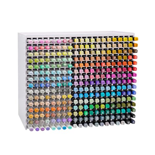 Image of SANFURNEY Art Marker Storage Rack for 300 Markers, Watercolour Brushes Pens Color Pencils Organizer Holder for Desk
