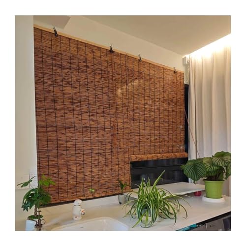 Estores de Bambú Protección Solar Cortina de Caña 60×180 cm/24×71 in Sin Cordón Fácil Instalación para Exteriores Patio Comedor Ventana Jardín(80x180 cm/32x71 in)
