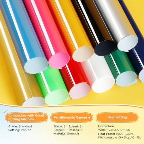 Image of White HTV Heat Transfer Vinyl Bundle: 13 Pack 12 inch x 10 inch White Iron on Vinyl | White Iron on Vinyl for T-Shirt, Heat Transfer Vinyl for Silhouette Cameo or Heat Press Machine