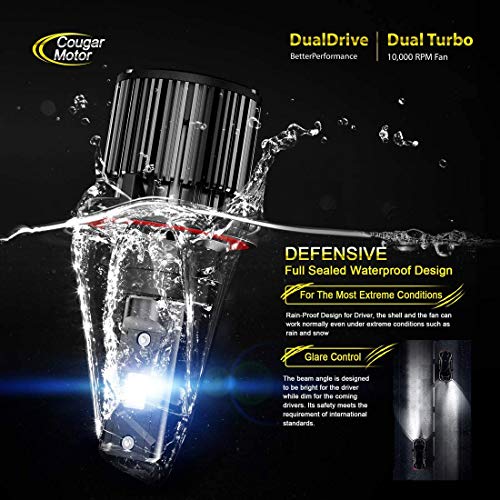 Cougar Motor H13 Led Headlight Bulb, K16 Series 9008 18000Lm 6000K All-In-One Conversion Kit - Cool White Adjustable Beam Pattern, Quick Installation Halogen Replacement #TOP4