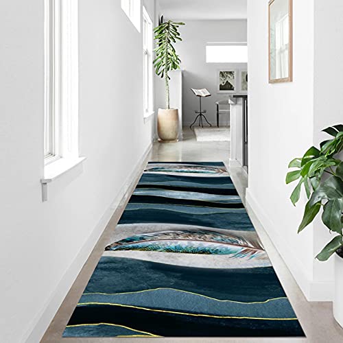 Alfombra elegante y duradera larga moderna pasillo con detalles dorados 4