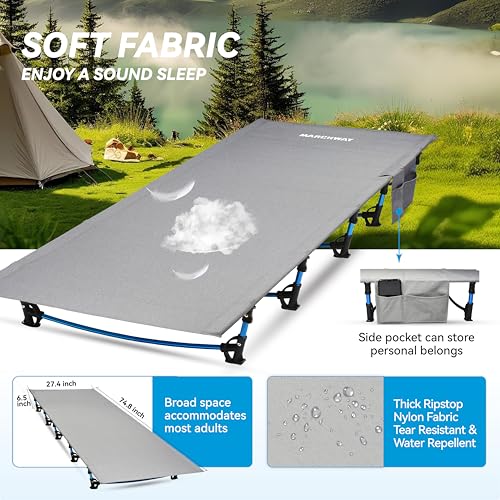 MARCHWAY Ultralight Folding Tent Camping Cot Bed, Portable Compact for Outdoor Travel, Base Camp, Hiking, Mountaineering, Lightweight Backpacking (Grey) - Image 4