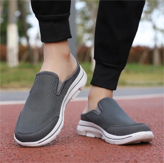 RZDYSQ Meaboots Men's Comfort Breathable Support Sports Sandals, Meaboots Men's Comfortable Orthopedic Slip-On Sneakers (Black,US-11)(Grey,8.5)3