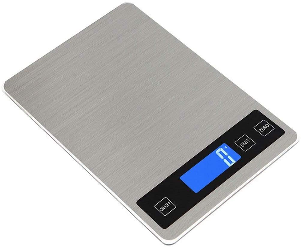 Cyfrowa elektroniczna waga kuchenna, wodoodporna, cienka, kolorowa, do domu/kuchni, waży do 15 kg(srebrny 5 kg/1g)