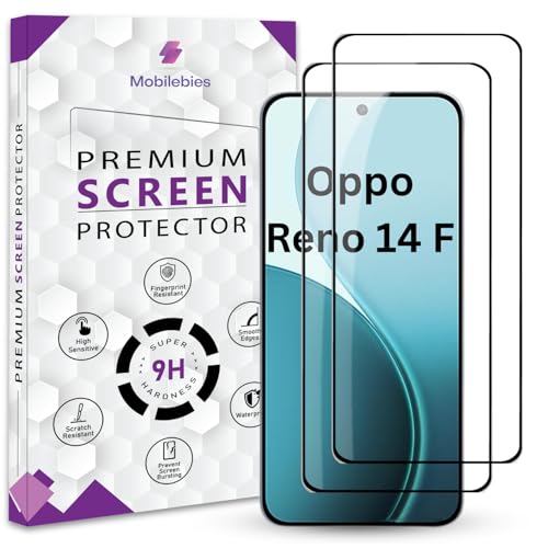 Image of Premium Tempered Glass Screen Protector Guard For Oppo Reno 14 F 5G (6.57 Inch, Pack of 2) | Edge to Edge Coverage With Easy to installation kit