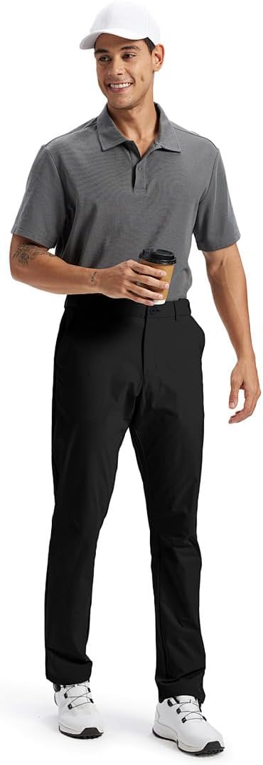 SPOSULEI Men's Golf Pants Waist Elastic Lightweight Quick Dry Water Resistant for Casual Trousers with 4 Pockets - Image 6