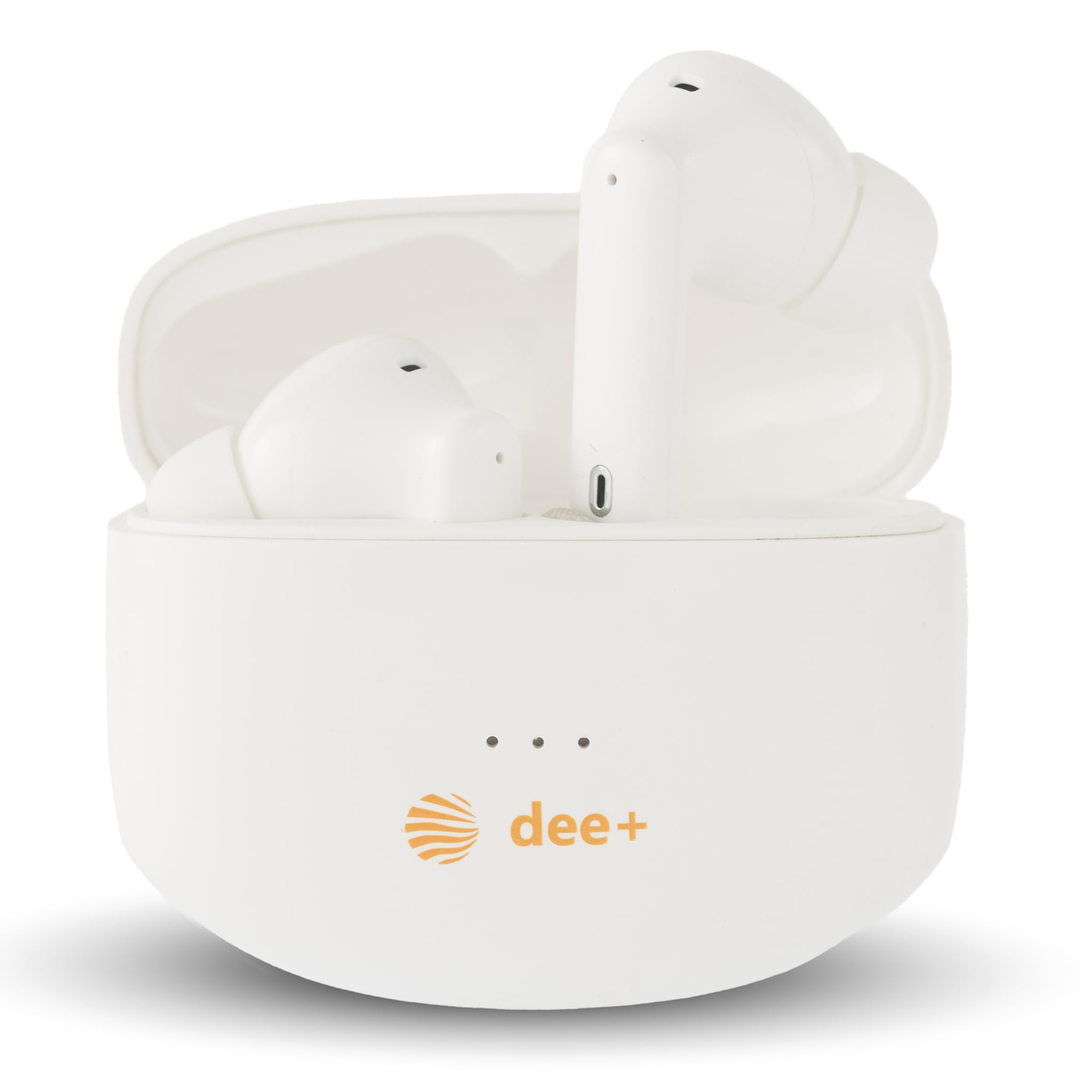 Dee+ Cuffie Bluetooth Con Cancellazione Attiva del Rumore | Auricolari Bluetooth ENC Pulizia Voce in Chiamata | Cuffie Wireless Musica Immersiva | Auricolari Microfono Stereo e Touch Control (Bianco)