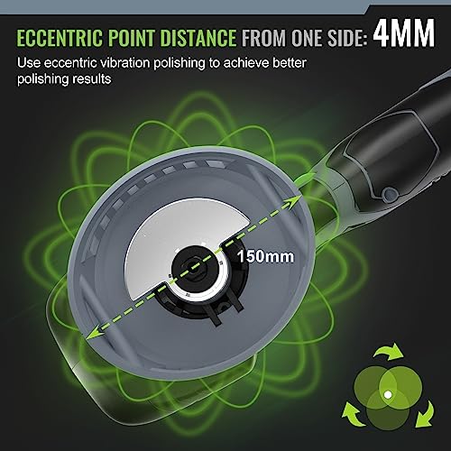 WORKPRO Excentrische polijstmachine 12 V, accu polijstmachine 2800-5500RPM, excentrische polijstmachine draadloos 150 mm, met 2 x 2,0 Ah accu & 1 tas & 23 accessoires, auto polijstmachine set - Afbeelding 3