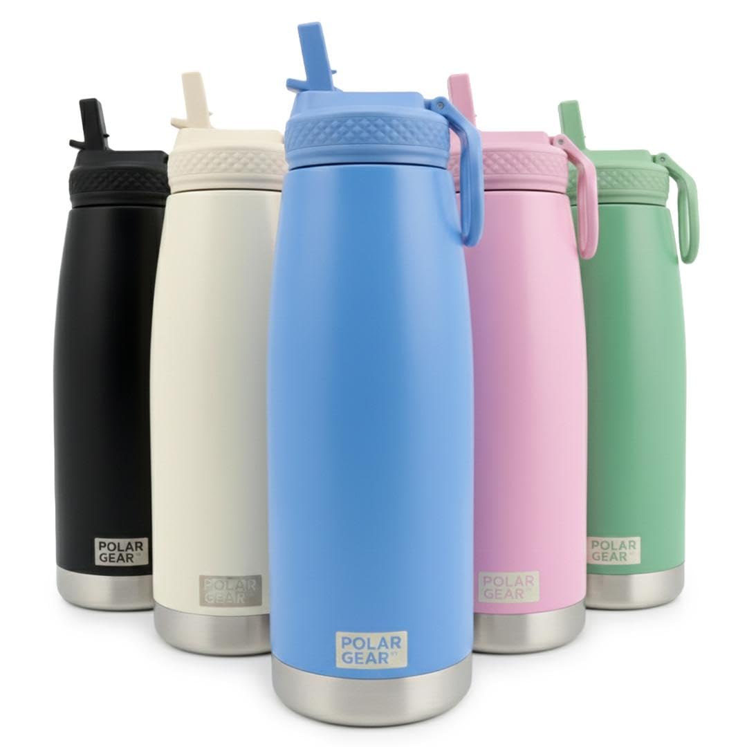 Polar Gear 930ml Double Wall Stainless Steel Water Bottle with Straw | Leakproof Thermal Insulated Water Bottle with Straw | BPA Free Metal Drinking Bottles for Adults for Gym Work Travel (Cornflower)
