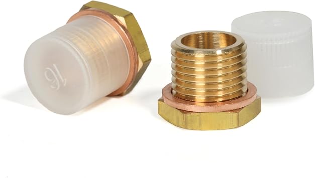 2PCS 1/8" NPT to M16x1.5 Male Pressure Temperature Gauge Sender Adapter with A Crush Washer AFEPCGQ211_2PCS