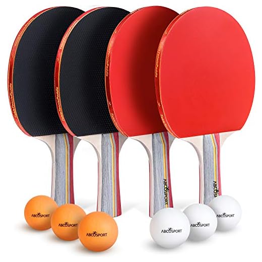 Abco Tech Table Tennis & Ping Pong Paddles and Balls Set, 4pk Table Tennis Paddles & 6 Table Tennis Balls, Ping Pong Set, Ping Pong Paddles Set of 4, Professional & Recreational Games, 2 or 4 Players