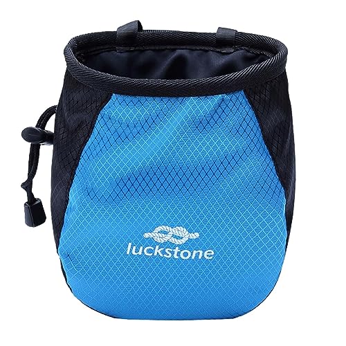 Bolsa para magnesio azul de escalada con bolsa con cordón y cinturón de transporte