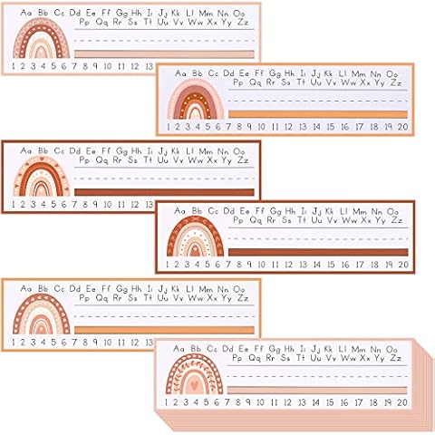 60 Pcs Boho Rainbow Students Name Plates Classroom Flat Name Tag Name Labels for School Classroom Students Desks Teaching Supplies Back to School Decoration, 12 x 4 Inches (Bohemia Style) Cover