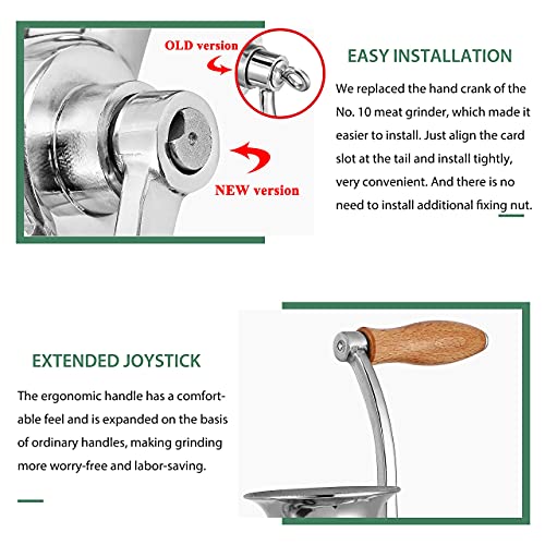 Huanyu Fleischwolf Manuell Edelstahl Wurstfüller Drehwolf Hand Wurstfüllmaschine für Schweinefleisch, Rindfleisch, Fisch… – Bild 3