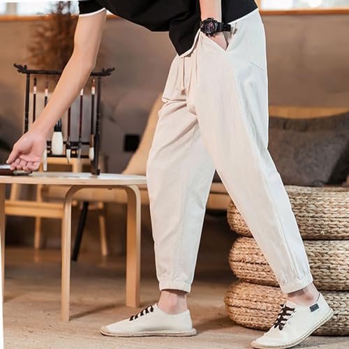 Men Hippie Harem Drawstring Pants Summer Baggy Boho Solid Yoga Pants Loose Casual Drop Crotch Trouser with Pockets3