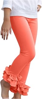 Cute Tiered Ruffle Leggings for Girls Slim Fit Bell Bottoms Kids Casual Dance Yoga Pants Soft Biking Workout Tights