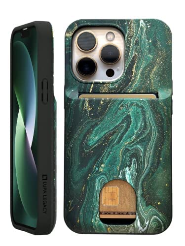 Lupa Legacy Iphone 13 Pro Case Wallet - Case With Card Holder - [Protective + Durable] For Women And Men - Iphone 13 Pro Flip Cell Phone Case - Folio Credit Cover - Emerald Marble #TOP12