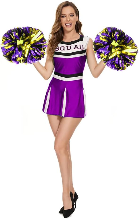 Hooshing 2PCS Pom Poms Cheerleading Professional Cheer Pom Poms with Baton Handle (No Zip Tie) for Cheer Squad Team Sports Spirited Party Dance Training image 4