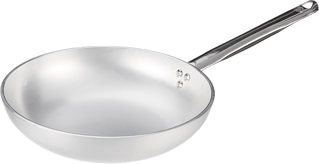 Pentole Agnelli Patelnia z łbem wpuszczanym, wykonana z aluminium, grubość 5 mm, z uchwytem ze stali nierdzewnej, srebrna 28 cm, srebrna