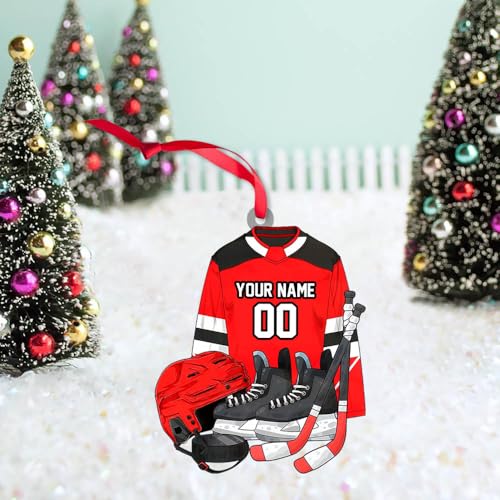 Personalized Hockey Christmas Ornament, Hockey Uniform Hockey Player Ornament, Hockey Ornament, Hockey Flat Ornament, Gift for Hockey Lovers Christmas Tree Décor 135