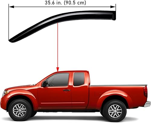 Miniatura 3 de Lightronic Visera de ventana de ventilación automática de montaje exterior extraduradera, se adapta a Nissan Frontier 2005-2019, cabina King,
