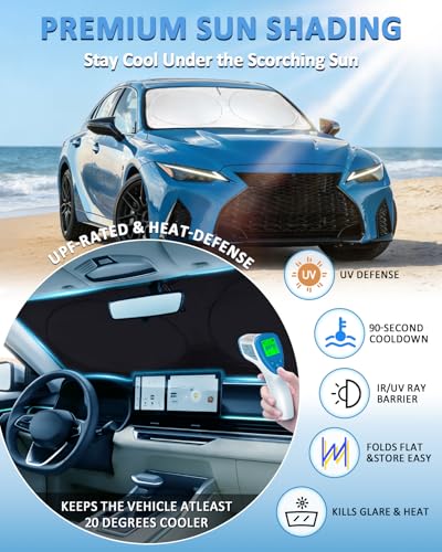 Image of Windshield Sunshade for Lexus is 2014-2026 for Lexus is 300, IS350 is 500 | Custom Fit Lexus is IS 250, IS 200T Sun Visor Protector, Front Window Sun Shade Cover Block Heat Shield Car Accessories