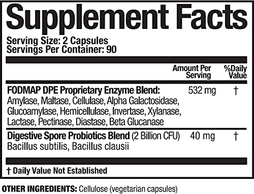 Arthur Andrew Medical - Fodmap Dpe, Digestive Probiotics And Enzymes, Relief For Fodmap Intolerance And Highly Fermentable Foods, Vegan, Non-Gmo, 180 Capsules #TOP1