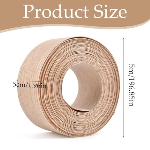 50mm breit x 5 Meter echter Ahorn-Bügelrand, 2 Stück vorverleimtes Holzfurnierband, vorverleimte Furnierrolle, deckt die Kante einer Standard-MDF-Platte ab, für Kantenband/Band/Schrank/Regal/Möbel