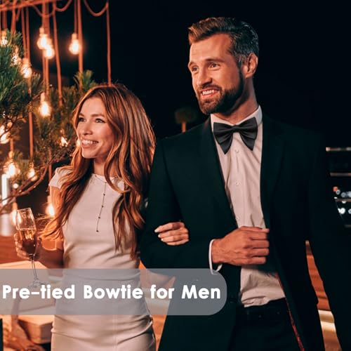 Image of Luckyvestir Oversized Bow Ties for Men, Pre Tied Clip on Men's Black Bowtie for Wedding Tuxedo Banquets Formal Wear