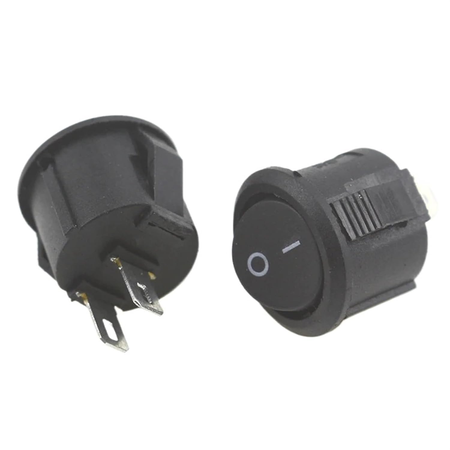 10pcs 16mm Diameter Small Round Boat Rocker Switches Black Mini Round Black White Red 2 Pin ON-Off Rocker Switch(Black 10PCS)