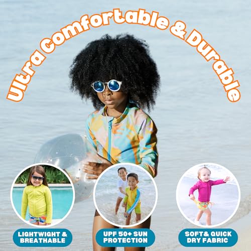 Image of SwimZip UPF 50+ Long Sleeve Rash Guard for Boys' and Girls' - Baby, Toddler, Kids