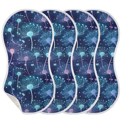 xigua Blue Dandelion Baby Burp Cloths for Newborn Boys and Girls 1 Pack, Soft & Absorbent Cotton Baby Burp Cloth, Baby Washcloths, Newborn Towel, Burp Rags3