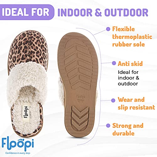 Floopi Womens Indoor Outdoor Soft Felt Fuax Fur Lined Open Back Slipper W/Memory Foam4