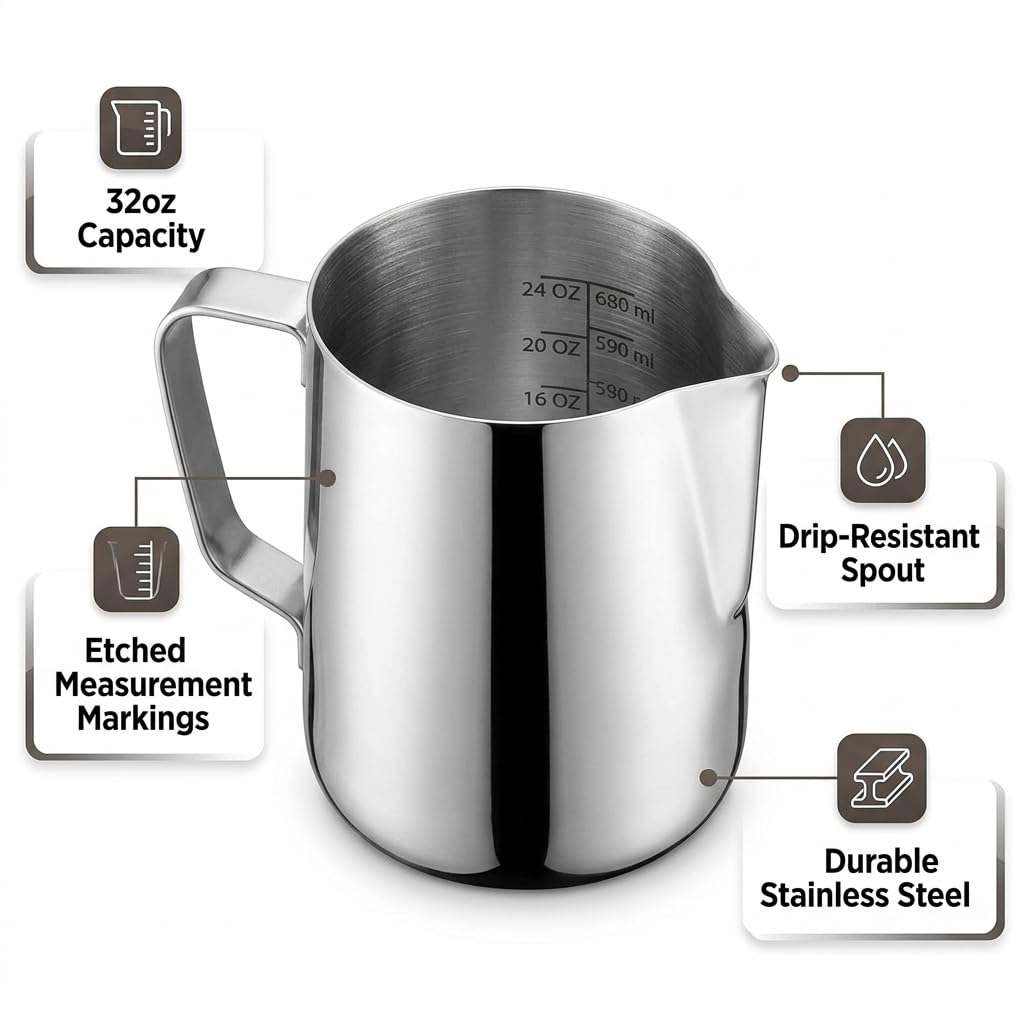 Rattleware 907,2 g - Brocca da latte incisa per latte espresso, in acciaio inox