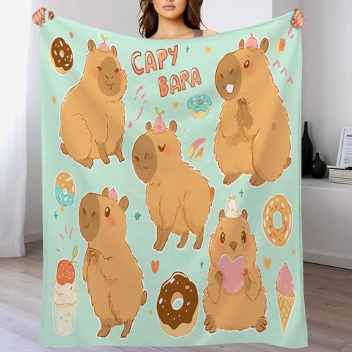 Plaid flanelle capybara 150x200cm couverture polaire bleue - 4