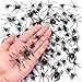 LIYROIUB 120 PCS Realistic Plastic Spiders 4 Sizes Black Small Spiders Mini Fake Spider Toys for Halloween Prank Prop Home Party Decorations