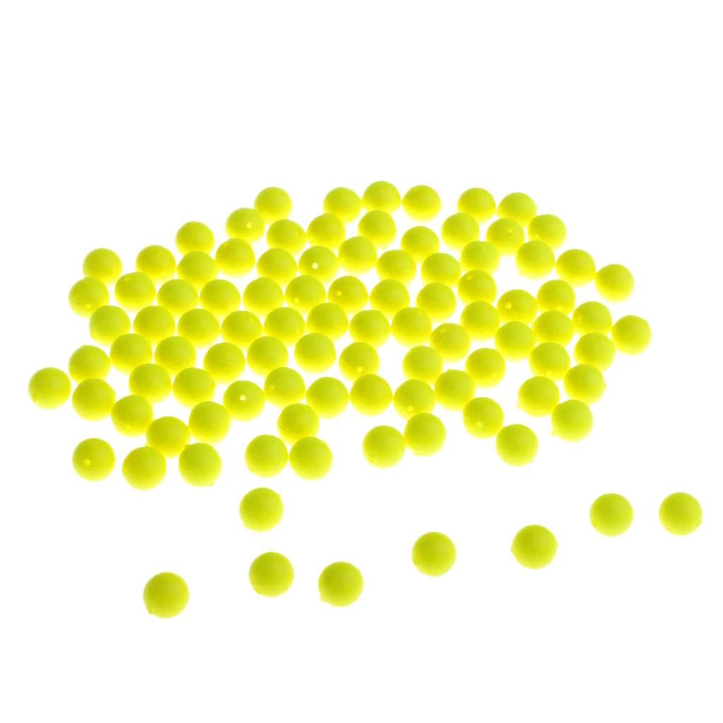 100pcs Fishing Floating Bobbers Drift Ball EVA Foam Indicator 6mm Yellow-image-47