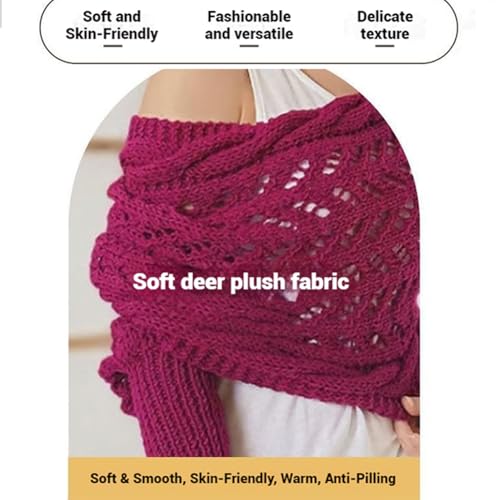 Women's Knitted Double Sleeve Scarf, Sweater Scarf with Sleeves, Hand Scarfs Cable Crochet Multifunctional Shawl4