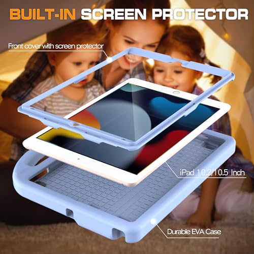 Image of Kids Case for iPad 9th /8th /7th Generation, iPad 10.2 Kids Case with Built-in Screen Protector, Durable Shockproof Handle Stand Protective Cover for iPad 10.2 Inch 2021 /2020 /2019, Light Blue