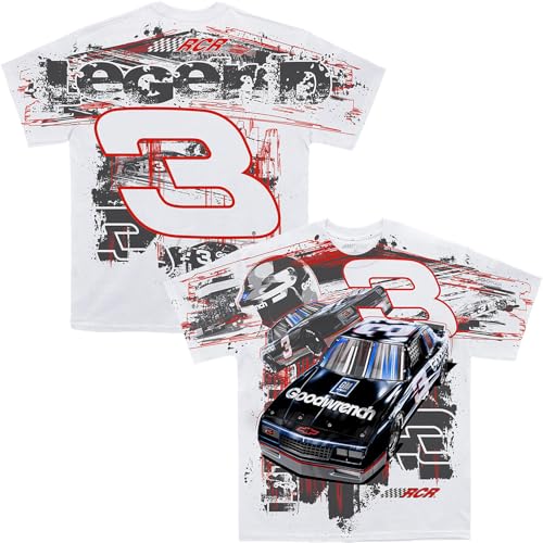 Classic Ink Dale Earnhardt Throwback GM Goodwrench #3 Total Print T-Shirt (US Alpha Large Regular Regular) White