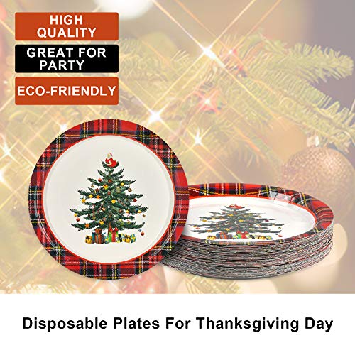 Christmas Paper Plates And Napkins Merry Christmas Party Supplies Christmas Tree Disposable Dinnerware Set For 50 Guests, Includes 50 Dinner Plates 50 Dessert Plates And 50 Napkins #TOP3