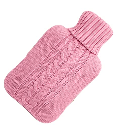 FRCOLOR Housse Tricotée Pour Bouillotte Housse Rose Confortable Et Douce Étui Pour Femme
