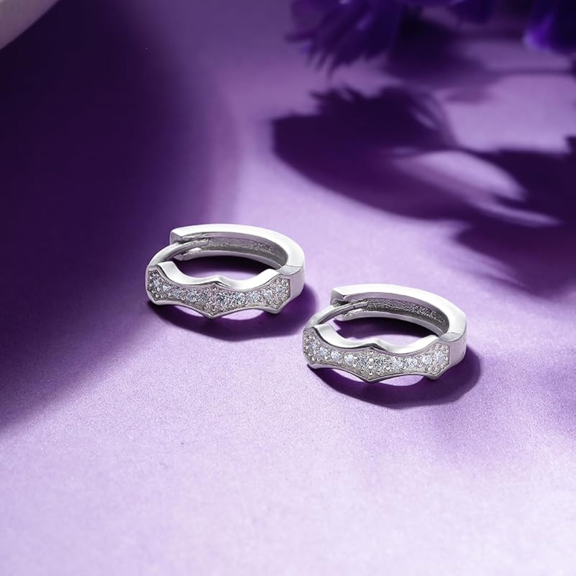 Silver Plated Cubic Zirconia Studded Wide Band Earring