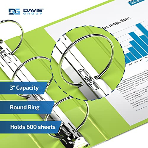 Image of Easyview 3-Ring Binder, Clear-View Cover, 3 inch Round Rings, Lime Green, 6 Pk