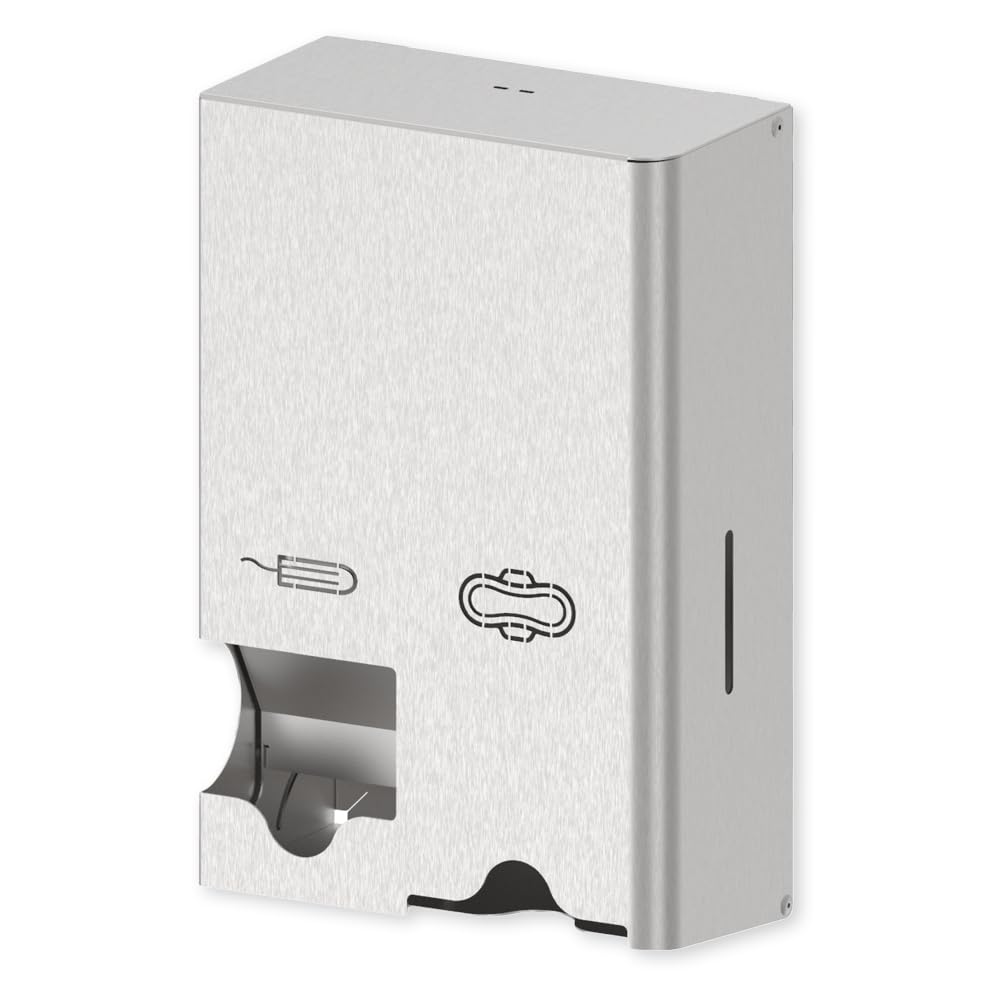 1 Stück, Tamponspender, FRANZ MENSCH, 20,1 x 10 x 31,2cm, Silber, Edelstahl | Bindenspender, Damenbinden Box, Organizer, Hygiene, femcare dispenser, Waschraum, WC, Hotel, Büro, Betrieb