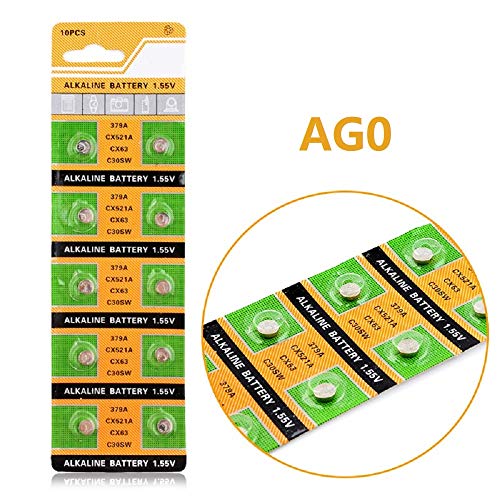 Cotchear 10pcs AG0 Coin Battery LR521 379 Button Cell Coin Alkaline Battery 1.5V