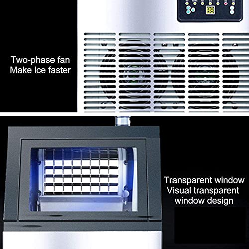 SHKUU Ice Cube Maker Edelstahl Commercial Ice Maker, 55 kg EIS pro 24 Stunden, LED-Anzeige, Blu-Ray-Sterilisation, 32… – Bild 7