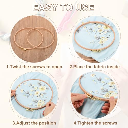 Image of PATIKIL 2 Pieces 12 Inch Beech Wood Embroidery Hoops, Circle Cross Stitch Hoop Frames Arc Side Embroidery Hoop Ring with Adjustment Brass Screw for Sewing, Needlework, DIY Craft Decoration